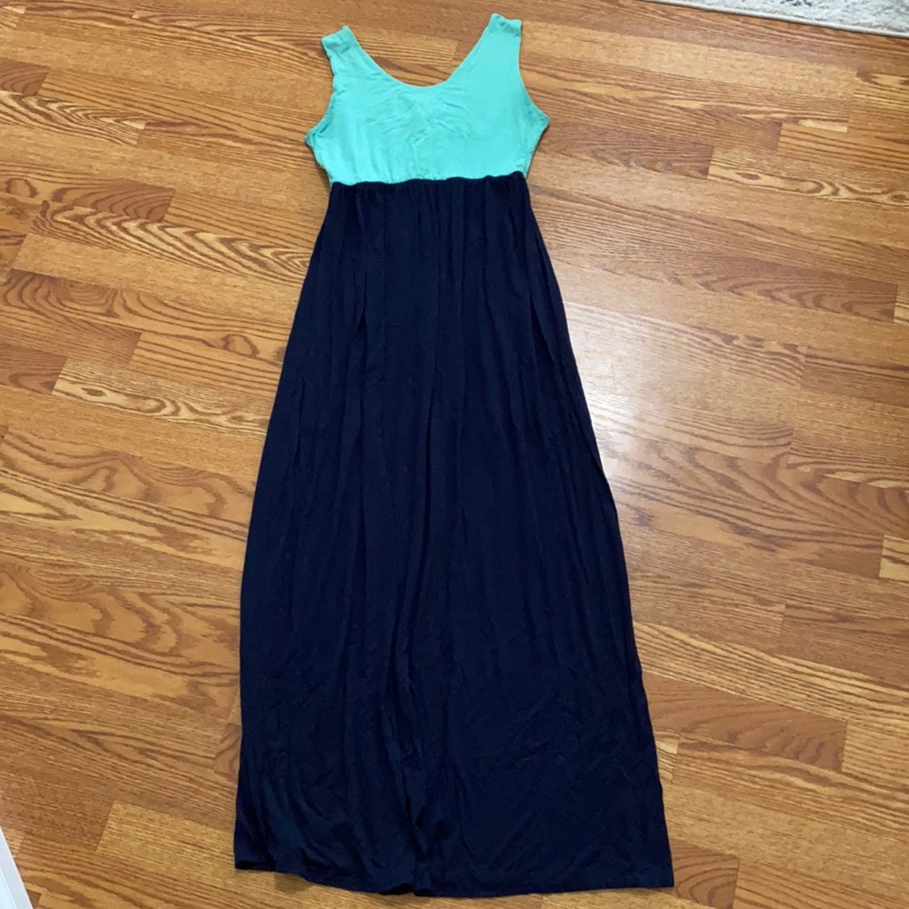 Mint and Navy Maternity Dress